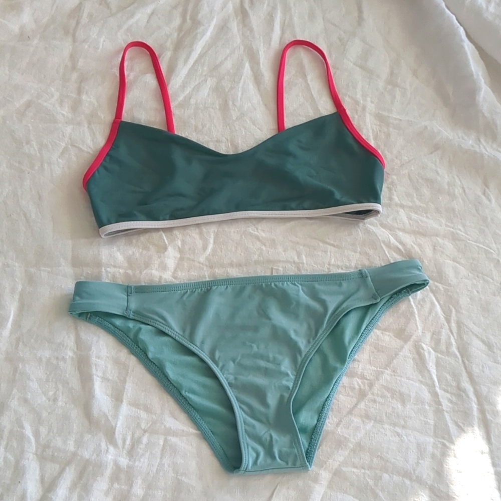 Roxy bikini set green pink small